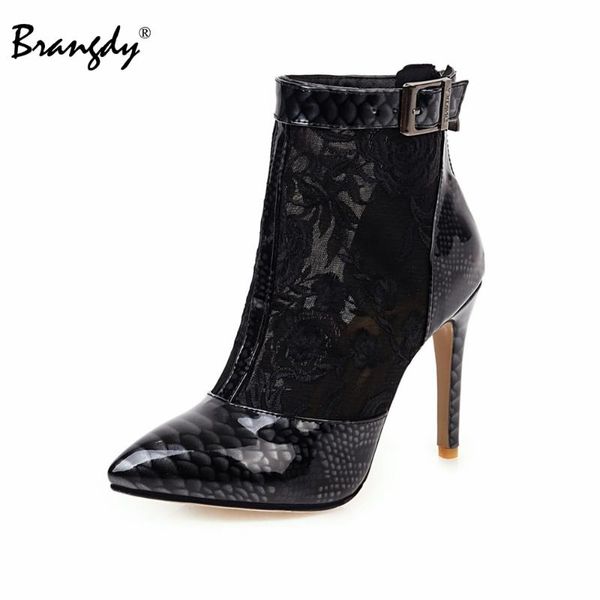 dress shoes brangdy embroidery women pumps ankle boots pu scales high heels mesh pointed toe thin zipper, Black
dress shoes brangdy embroidery women pumps ankle boots pu scales high heels mesh pointed toe thin zipper, Black