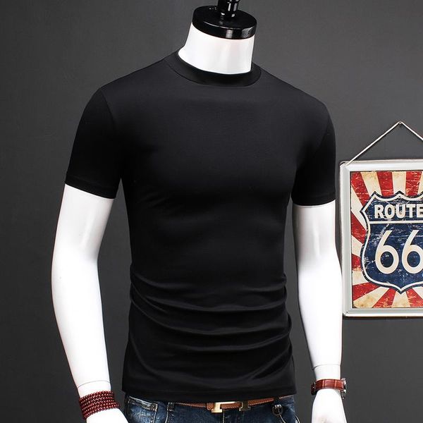men's t-shirts turtleneck summer men little short sleeve t-shirt double mercerized cotton slim fit fashion solid black t shirt, White;black
men's t-shirts turtleneck summer men little short sleeve t-shirt double mercerized cotton slim fit fashion solid black t shirt, White;black