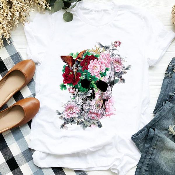 women lady floral scary cute skull fall autumn halloween print tshirt female t tee womens shirt clothes graphic t-shirt, White
women lady floral scary cute skull fall autumn halloween print tshirt female t tee womens shirt clothes graphic t-shirt, White