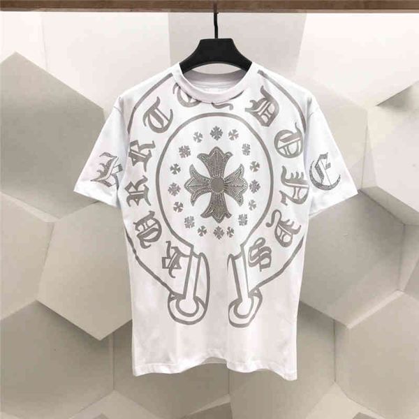 summer new ch cro cross horseshoe print drill tide brand short t-shirt men's and women's same t-shirt half, White;black
summer new ch cro cross horseshoe print drill tide brand short t-shirt men's and women's same t-shirt half, White;black