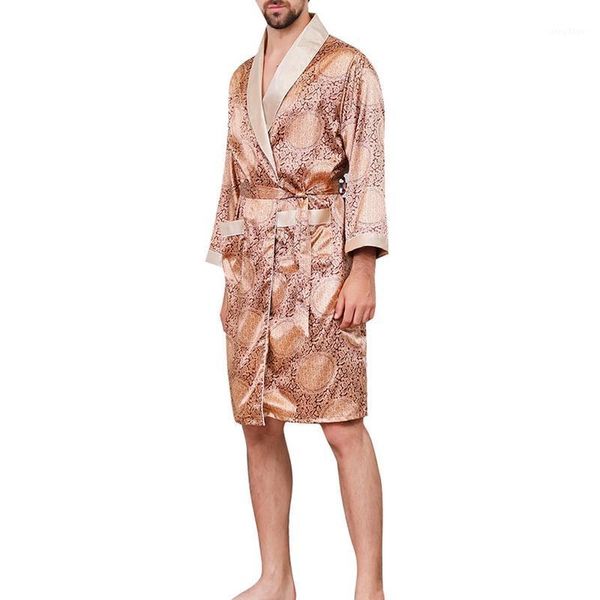 men's sleepwear men bathrobe luxurious silk printed robes 2021 fashion long-sleeve thin nightgown soft satin comfortable pajamas, Black;brown
men's sleepwear men bathrobe luxurious silk printed robes 2021 fashion long-sleeve thin nightgown soft satin comfortable pajamas, Black;brown