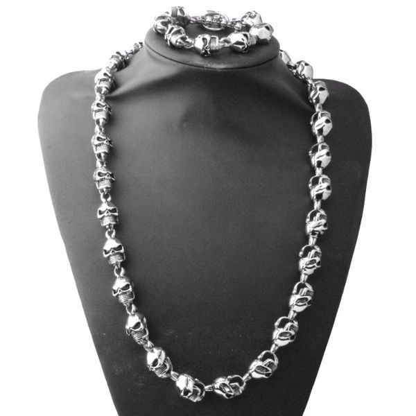 earrings & necklace men's stainless steel silver color skull heads link chain jewelry set including bracelet&necklace men cool great
earrings & necklace men's stainless steel silver color skull heads link chain jewelry set including bracelet&necklace men cool great