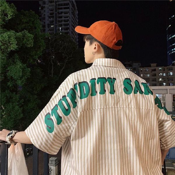 men's casual shirts men back letter print for 2021 fashion trends mens hawaii clothes teens summer oversized streetwear striped shirt, White;black
men's casual shirts men back letter print for 2021 fashion trends mens hawaii clothes teens summer oversized streetwear striped shirt, White;black