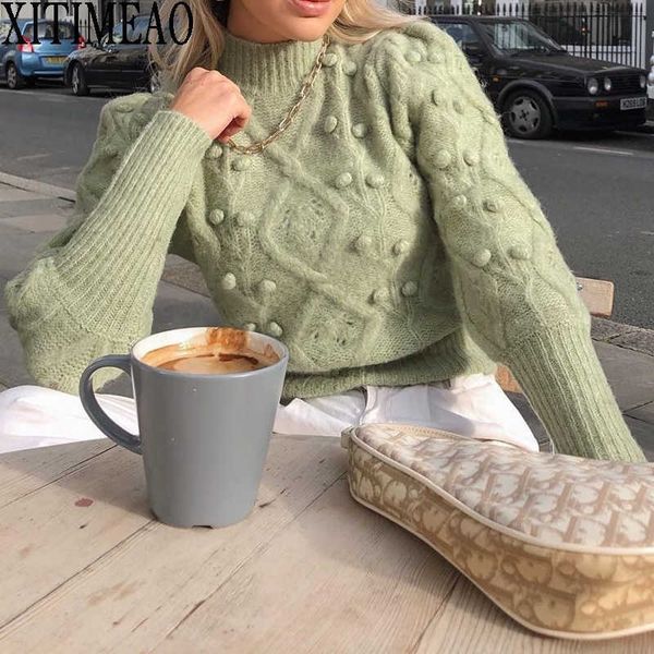 za casual turtleneck ball decoration sweater woman winter autumn female pullover knitted jumper 210604, White;black
za casual turtleneck ball decoration sweater woman winter autumn female pullover knitted jumper 210604, White;black