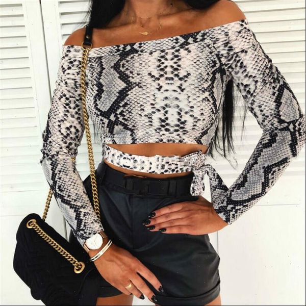 womens fashion and blouses snakeskin print off shoulder crop long sleeve slim shirts spring summer clothes, White
womens fashion and blouses snakeskin print off shoulder crop long sleeve slim shirts spring summer clothes, White