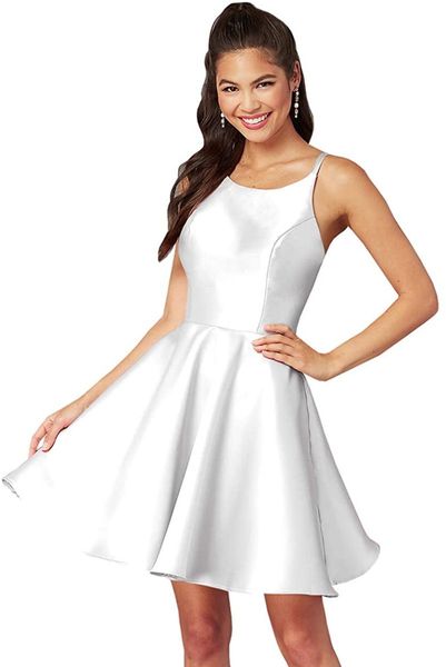 party dresses women's backless short prom a-line corset tie back satin homecoming dress women cocktail, White;black
party dresses women's backless short prom a-line corset tie back satin homecoming dress women cocktail, White;black