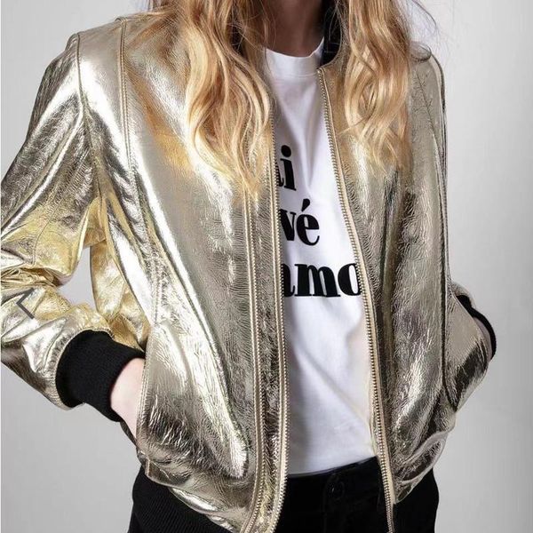 women's jackets zipper jacket 2021 o-neck golden long sleeve simple autumn winter female fashion outwear, Black;brown
women's jackets zipper jacket 2021 o-neck golden long sleeve simple autumn winter female fashion outwear, Black;brown