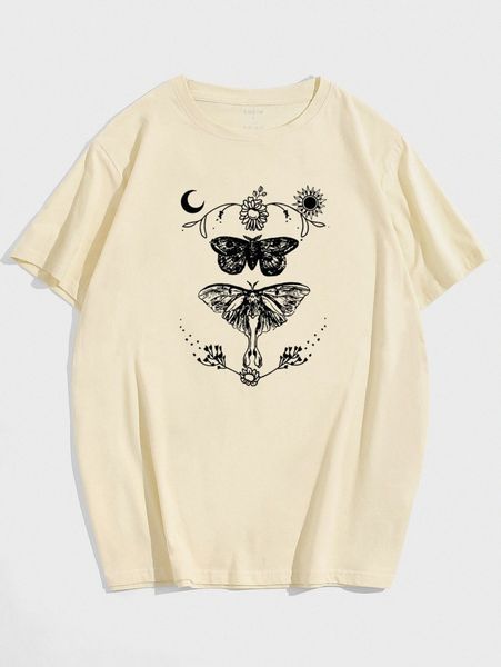 men butterfly & floral print tee o7d9#, White;black
men butterfly & floral print tee o7d9#, White;black