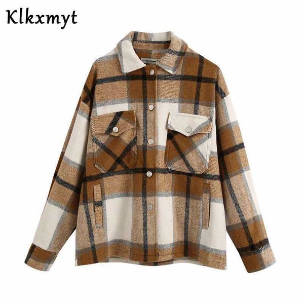 women jackrt coat vintage stylish pockets long sleeve plaid autumn winter jacket female oversized loose outerwear 210527, Black;brown
women jackrt coat vintage stylish pockets long sleeve plaid autumn winter jacket female oversized loose outerwear 210527, Black;brown
