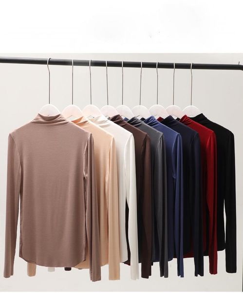 wowen basic modal tee turtleneck long sleeve solid color casual female elastic t shirt korean style slim fit soft touch, White
wowen basic modal tee turtleneck long sleeve solid color casual female elastic t shirt korean style slim fit soft touch, White