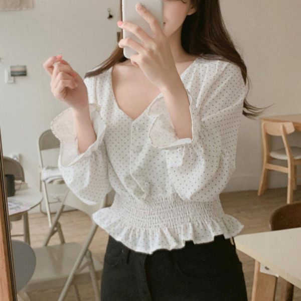 new 2021 women korean style polka dot ruffles chiffon blouse long sleeve v neck buttons shirt female elegant cute crop z3mf, White
new 2021 women korean style polka dot ruffles chiffon blouse long sleeve v neck buttons shirt female elegant cute crop z3mf, White