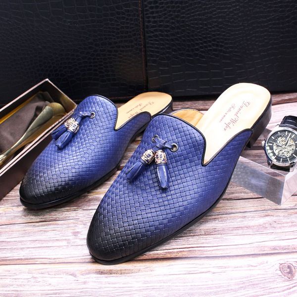 luxury brand half shoes for men genuine leather brown blue flat mules black casual shoes mens fashion mocassin homme chaussure, Red;white
luxury brand half shoes for men genuine leather brown blue flat mules black casual shoes mens fashion mocassin homme chaussure, Red;white