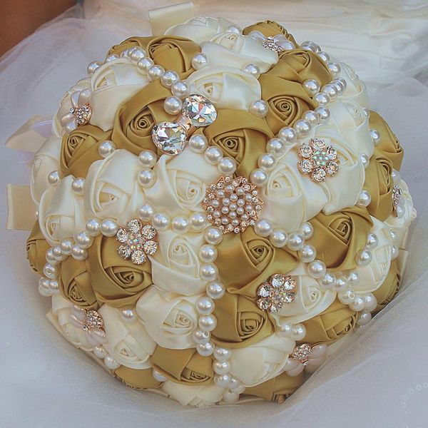 wedding flowers cream gold bouquets satin ribbon simulation flower pearls crystal quinceanera w2266
wedding flowers cream gold bouquets satin ribbon simulation flower pearls crystal quinceanera w2266