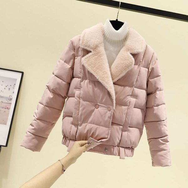 down women's short winter new korean version small lamb wool collar cotton padded loose bread jacket, Black
down women's short winter new korean version small lamb wool collar cotton padded loose bread jacket, Black