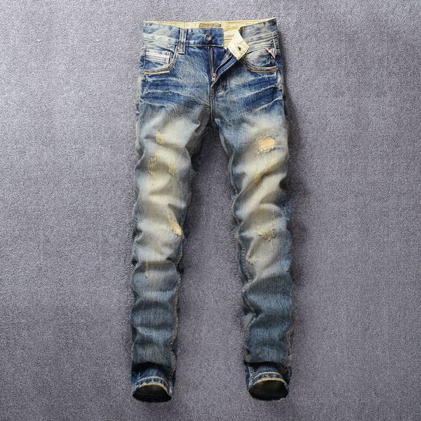 2021 new vintage fashion patchwork ripped men slim fit 98% cotton classical denim pants streetwear hip hop jeans homme fliw, Blue
2021 new vintage fashion patchwork ripped men slim fit 98% cotton classical denim pants streetwear hip hop jeans homme fliw, Blue