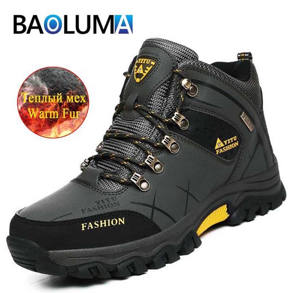 boots winter men ankle fur warm snow waterproof leather hiking outdoor mans footwear, Black
boots winter men ankle fur warm snow waterproof leather hiking outdoor mans footwear, Black