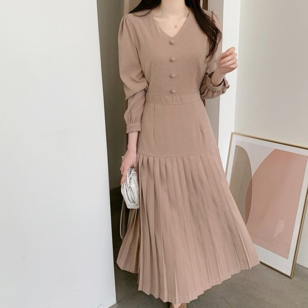 korean chic french minority early spring v-neck pile sleeve bandage medium length slim high waist pleated dress, Black;gray
korean chic french minority early spring v-neck pile sleeve bandage medium length slim high waist pleated dress, Black;gray