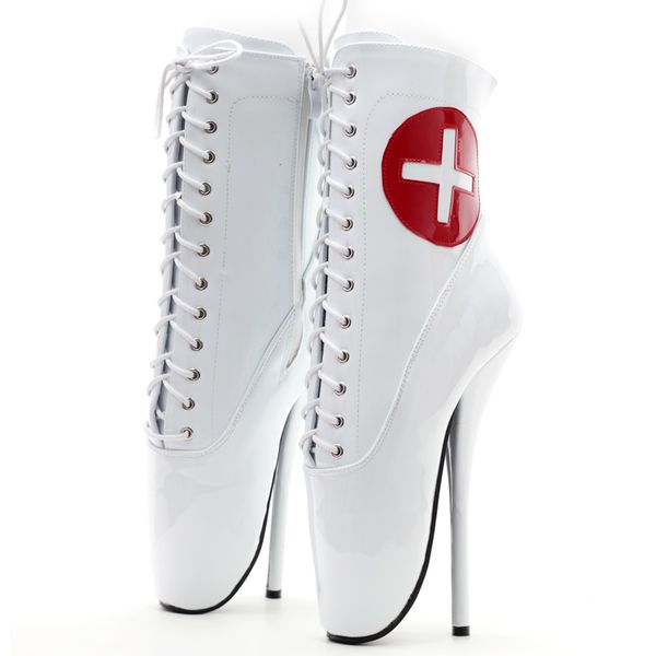7 super high spike heel lace-up nurse uniform ankle ballet boots big size, Black;white
7 super high spike heel lace-up nurse uniform ankle ballet boots big size, Black;white