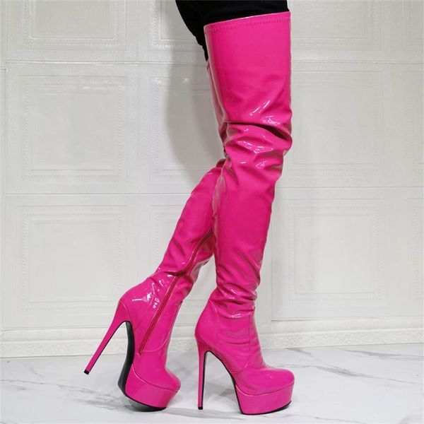 boots pereira bright color solid fluorescent rose red pointed toe over-the-knee stiletto heels, Black
boots pereira bright color solid fluorescent rose red pointed toe over-the-knee stiletto heels, Black