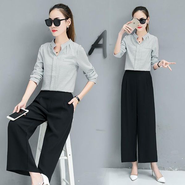 women's tracksuits spring and autumn outfit fashion blouse & wide-legged pants suit casual lady costume design clothes s-xxl size, Gray
women's tracksuits spring and autumn outfit fashion blouse & wide-legged pants suit casual lady costume design clothes s-xxl size, Gray
