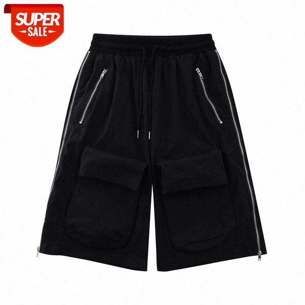side zipper solid color multi-pocket casual shorts men's loose straight five-point pants #dm6e, Black
side zipper solid color multi-pocket casual shorts men's loose straight five-point pants #dm6e, Black