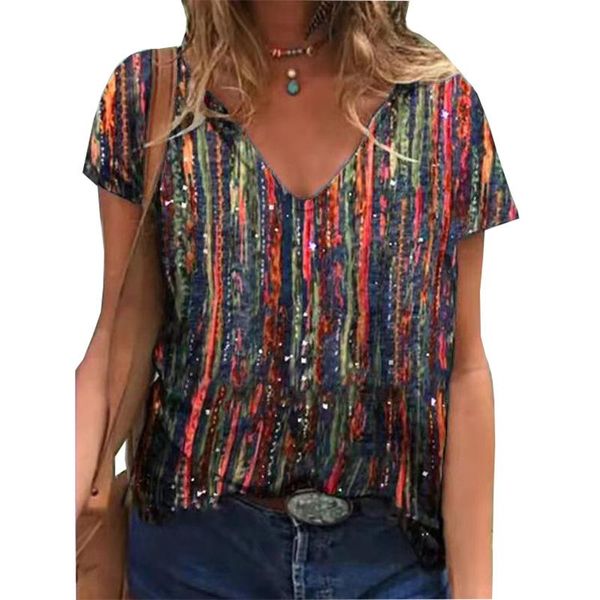 women's t-shirt summer gradient striped print women t shirts 2021 streetwear casual short sleeve v-neck loose plus size 5xl ladies tee, White
women's t-shirt summer gradient striped print women t shirts 2021 streetwear casual short sleeve v-neck loose plus size 5xl ladies tee, White