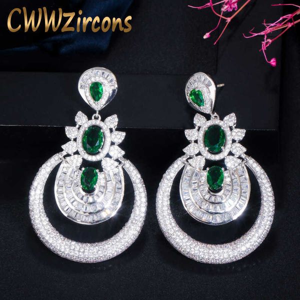 luxury shiny full cubic zirconia pave green round big long wedding earrings for women party engagement jewelry cz708 210714, Silver
luxury shiny full cubic zirconia pave green round big long wedding earrings for women party engagement jewelry cz708 210714, Silver