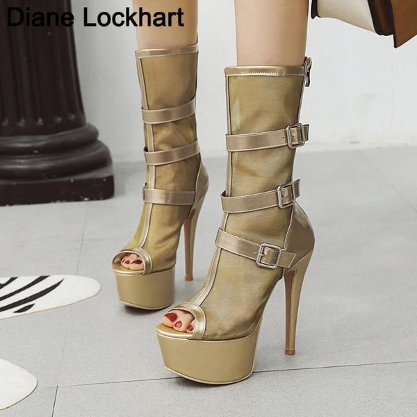 boots fashion sandals women super high heels platform pumps hollow out mesh buckle cross-tied open toe party shoes, Black
boots fashion sandals women super high heels platform pumps hollow out mesh buckle cross-tied open toe party shoes, Black