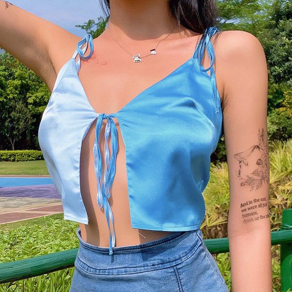 2021 women blue patchwork satin tank v-neck sleeveless short crop new fashion female club bandage sling vest 72a2, White
2021 women blue patchwork satin tank v-neck sleeveless short crop new fashion female club bandage sling vest 72a2, White