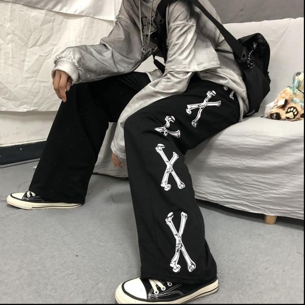 straight pant women bone pattern punk rock harajuku style loose casual men and women couple wide leg pants autumn, Black;white
straight pant women bone pattern punk rock harajuku style loose casual men and women couple wide leg pants autumn, Black;white