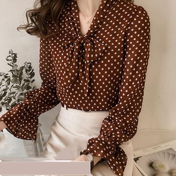 fashion women bow tie shirts chiffon long sleeve polka dot v neck casual blouses vintage polyester autumn spring clothing, White
fashion women bow tie shirts chiffon long sleeve polka dot v neck casual blouses vintage polyester autumn spring clothing, White