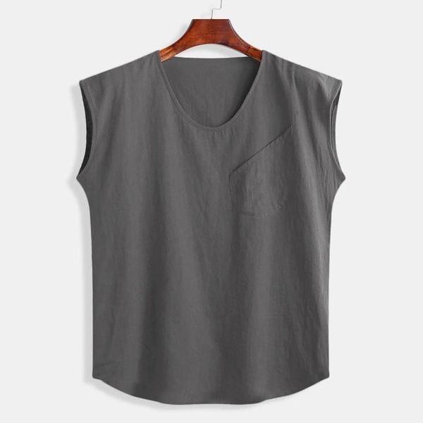 men' tank summer t-shirt baggy cotton linen solid pocket sleeveless o-neck vest blouses harajuku shirt, White;black
men' tank summer t-shirt baggy cotton linen solid pocket sleeveless o-neck vest blouses harajuku shirt, White;black