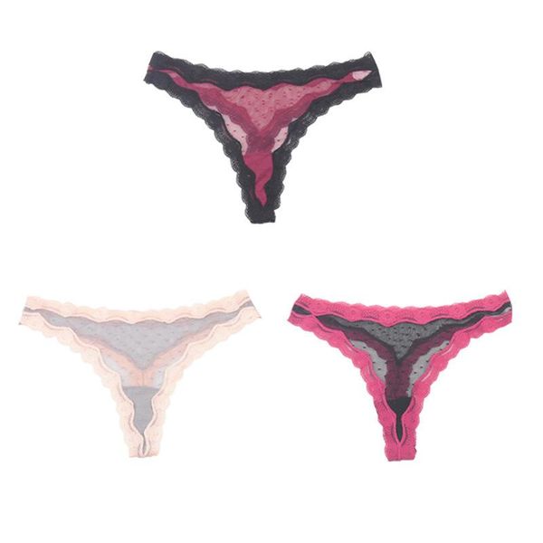 women's panties thong 3-piece gauze mesh lightweight breathable wavy dots lace edges g string low-rise, Black;pink
women's panties thong 3-piece gauze mesh lightweight breathable wavy dots lace edges g string low-rise, Black;pink