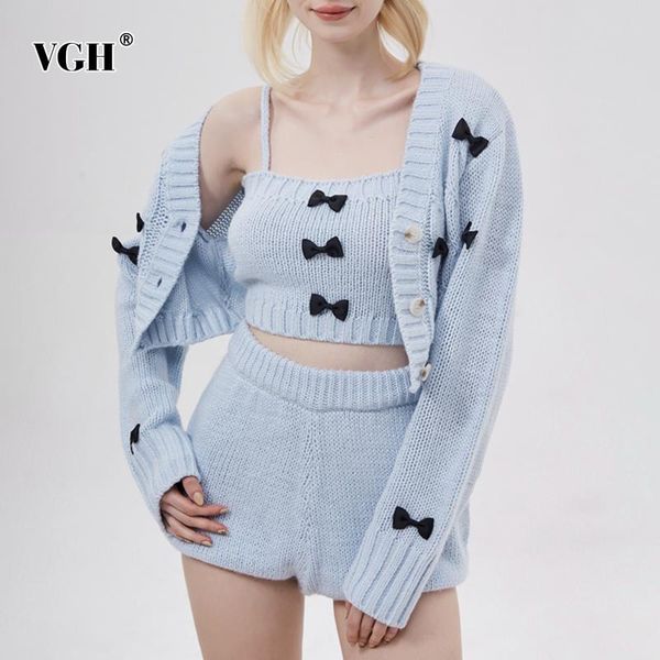 women's tracksuits vgh blue patchwork bowknot three piece set women v neck long sleeve cardigan slim vests elastic high-waisted shorts, Gray
women's tracksuits vgh blue patchwork bowknot three piece set women v neck long sleeve cardigan slim vests elastic high-waisted shorts, Gray