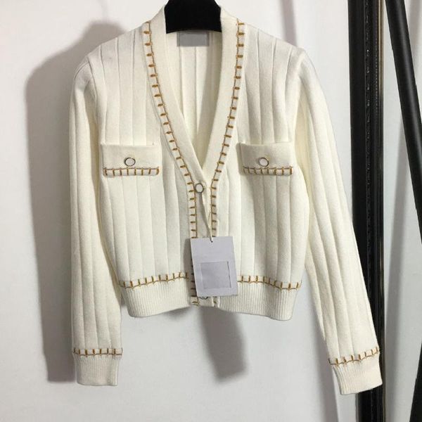 women's knits & tees luxury design fashion bright silk blend small fragrance single breasted stripe knit temperament v-neck long sleeve, White
women's knits & tees luxury design fashion bright silk blend small fragrance single breasted stripe knit temperament v-neck long sleeve, White