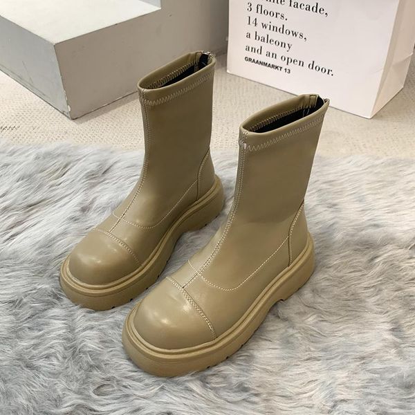 boots 2022 rear zipper luxury designer round head middle calf fashion low-cut rubber women autumn, Black 
boots 2022 rear zipper luxury designer round head middle calf fashion low-cut rubber women autumn, Black