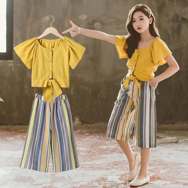 clothing sets fashion summer girls set children short sleeve shirts + striped wide leg pants 2 piece baby girl outfit teenage clothes, White
clothing sets fashion summer girls set children short sleeve shirts + striped wide leg pants 2 piece baby girl outfit teenage clothes, White