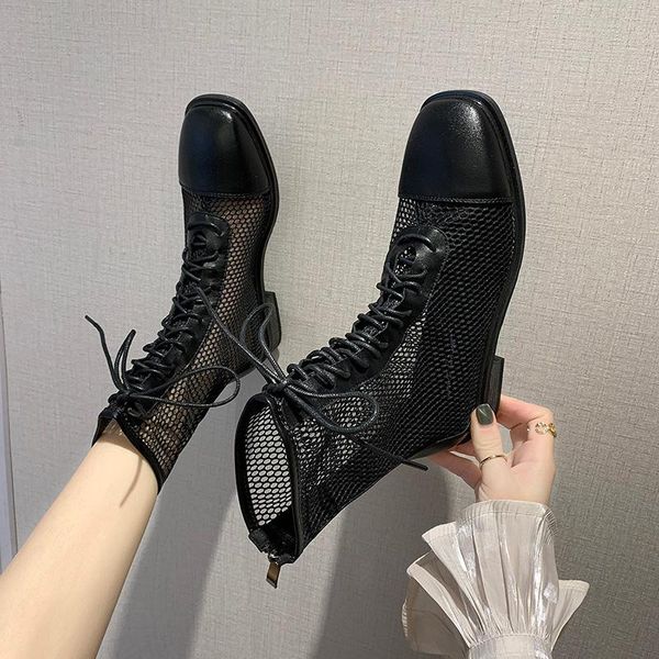 sandals 2021 summer women's thick heel short boots ins tide baotou mesh hollow zipper shoes for women, Black
sandals 2021 summer women's thick heel short boots ins tide baotou mesh hollow zipper shoes for women, Black