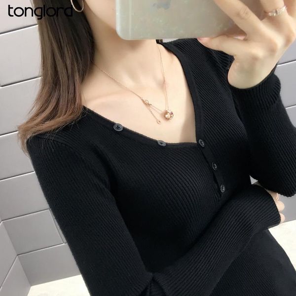 women's sweaters tonglord bottoming shirt all-match slim knit sweater excellent long-sleeved v-neck button autumn pullover, White;black
women's sweaters tonglord bottoming shirt all-match slim knit sweater excellent long-sleeved v-neck button autumn pullover, White;black