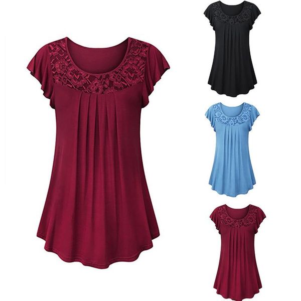 women's t-shirt summer lace pleated shirt round neck pullover waist sleeveless camisetas de mujer female trend streetwear, White
women's t-shirt summer lace pleated shirt round neck pullover waist sleeveless camisetas de mujer female trend streetwear, White