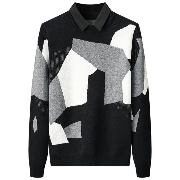 men's sweaters autumn mens winter fashion slim male fake two-piece shirt collar clothes men patchwork knitted pullovers o127, White;black
men's sweaters autumn mens winter fashion slim male fake two-piece shirt collar clothes men patchwork knitted pullovers o127, White;black