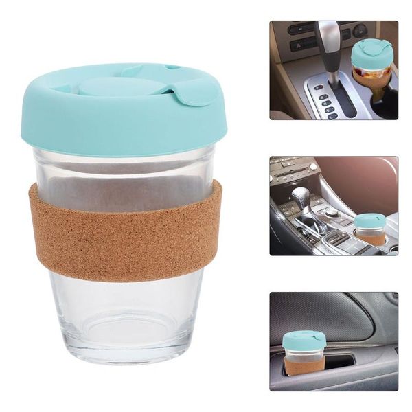 mugs 400ml travel coffee mug glass cup with leak proof lid and non-slip sleeve