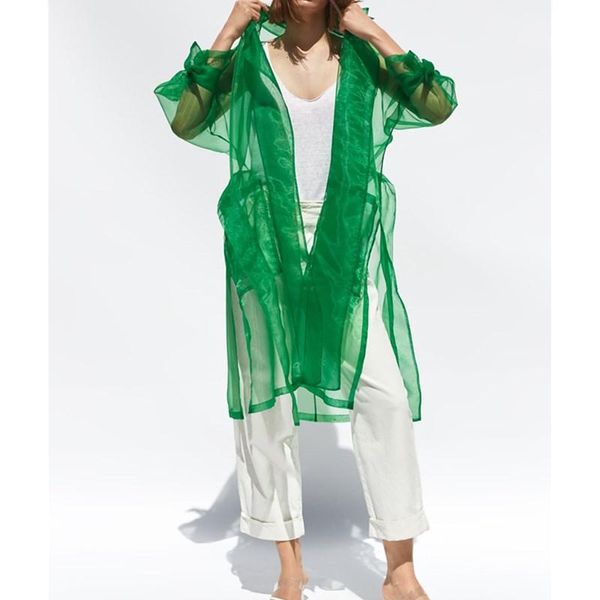 women's trench coats 2021 chic women green organza outwear autumn ladies transparent summer long sunscreen coat, Tan;black
women's trench coats 2021 chic women green organza outwear autumn ladies transparent summer long sunscreen coat, Tan;black
