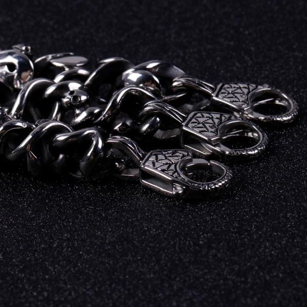 link, chain jewels store stainless steel retro twisted men's skull punk style unique bracelet jewelry accessories for man kb109997-bd, Black
link, chain jewels store stainless steel retro twisted men's skull punk style unique bracelet jewelry accessories for man kb109997-bd, Black