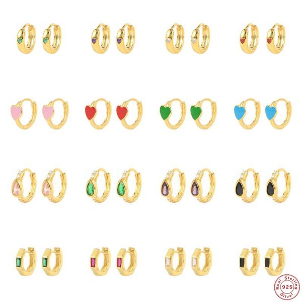 hoop & huggie aide 925 sterling silver colored enamel heart earrings rainbow oval square zircon mosaic thick fine jewelry, Golden;silver
hoop & huggie aide 925 sterling silver colored enamel heart earrings rainbow oval square zircon mosaic thick fine jewelry, Golden;silver
