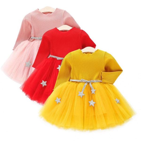 girl's dresses cute baby girl princess dress cotton soft long sleeve star knitted with waistband kids casual party performance, Red;yellow
girl's dresses cute baby girl princess dress cotton soft long sleeve star knitted with waistband kids casual party performance, Red;yellow