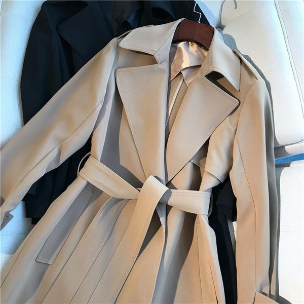 women's trench coats fashion belt windbreaker women 2021 spring summer loose femininity long khaki overcoats b444, Tan;black
women's trench coats fashion belt windbreaker women 2021 spring summer loose femininity long khaki overcoats b444, Tan;black