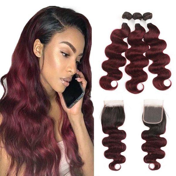 human hair bulks t1b/99j ombre body wave bundles with closure 4x4 soku 3 pcs weave non-remy extension, Black
human hair bulks t1b/99j ombre body wave bundles with closure 4x4 soku 3 pcs weave non-remy extension, Black