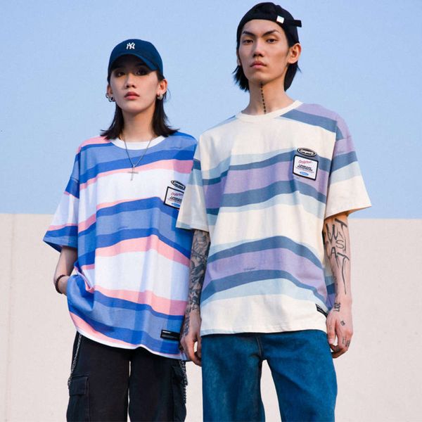 vamtac 2021 new street style sea soul stripe color contrast printing fashion brand men's and women's loose short sleeves, White;black
vamtac 2021 new street style sea soul stripe color contrast printing fashion brand men's and women's loose short sleeves, White;black