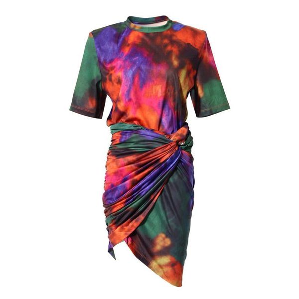 women's t-shirt summer print gradient smudge short-sleeved vintage casual fashion loose o-neck women clothing vestidos 2021, White
women's t-shirt summer print gradient smudge short-sleeved vintage casual fashion loose o-neck women clothing vestidos 2021, White